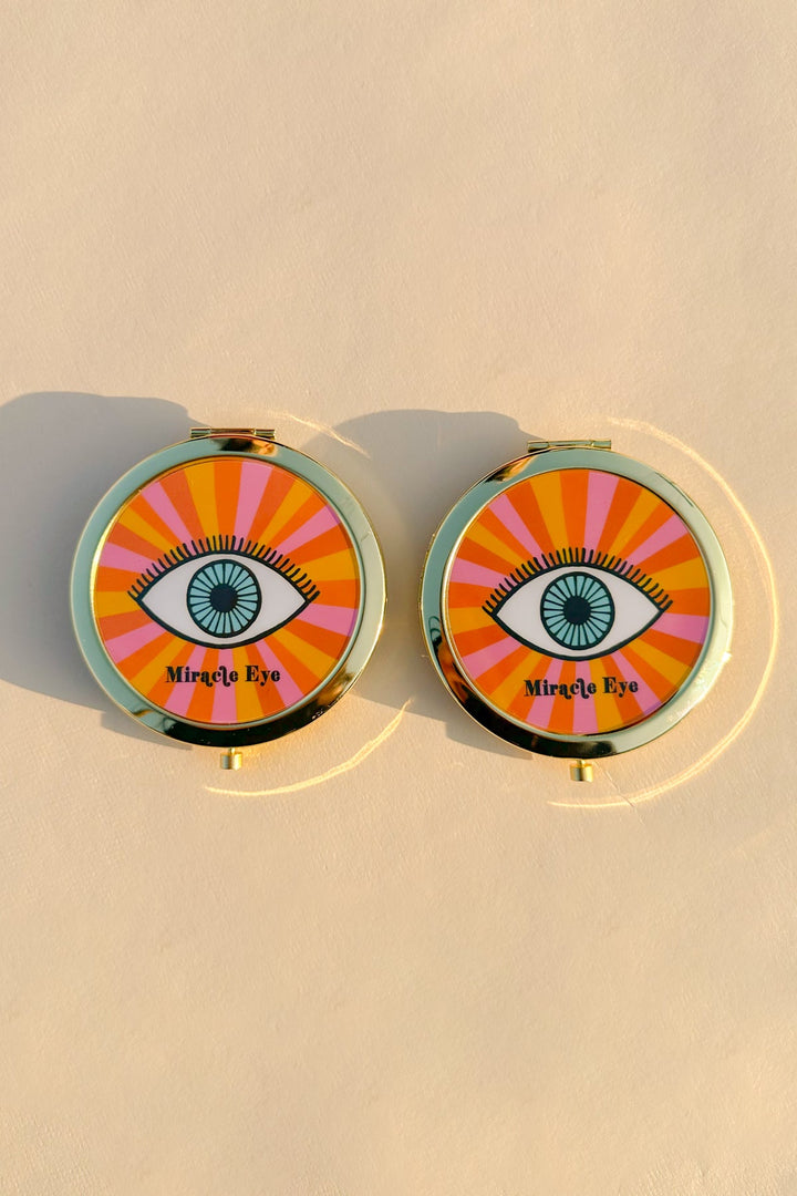 Rainbow Eye Mirror Compact in Gold