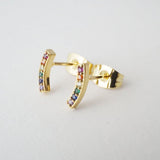 Rainbow Crystal Arc Earrings
