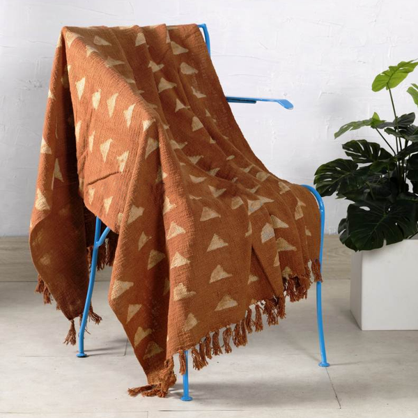 Resist Dye Indigo Cotton Throw Blanket