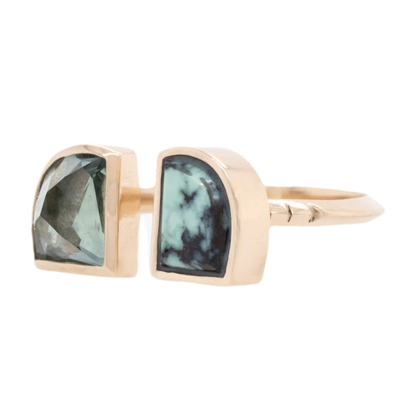 Peili Ring in Montana Sapphire & Variscite