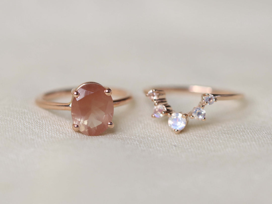 Sun and Moon Artemis Crown Ring Set - 10x8 Oval
