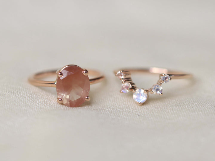 Sun and Moon Artemis Crown Ring Set - 10x8 Oval