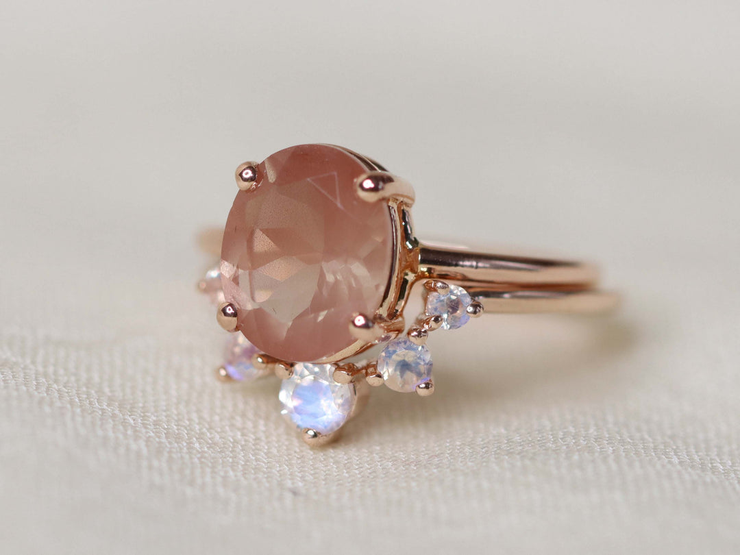 Sun and Moon Artemis Crown Ring Set - 10x8 Oval