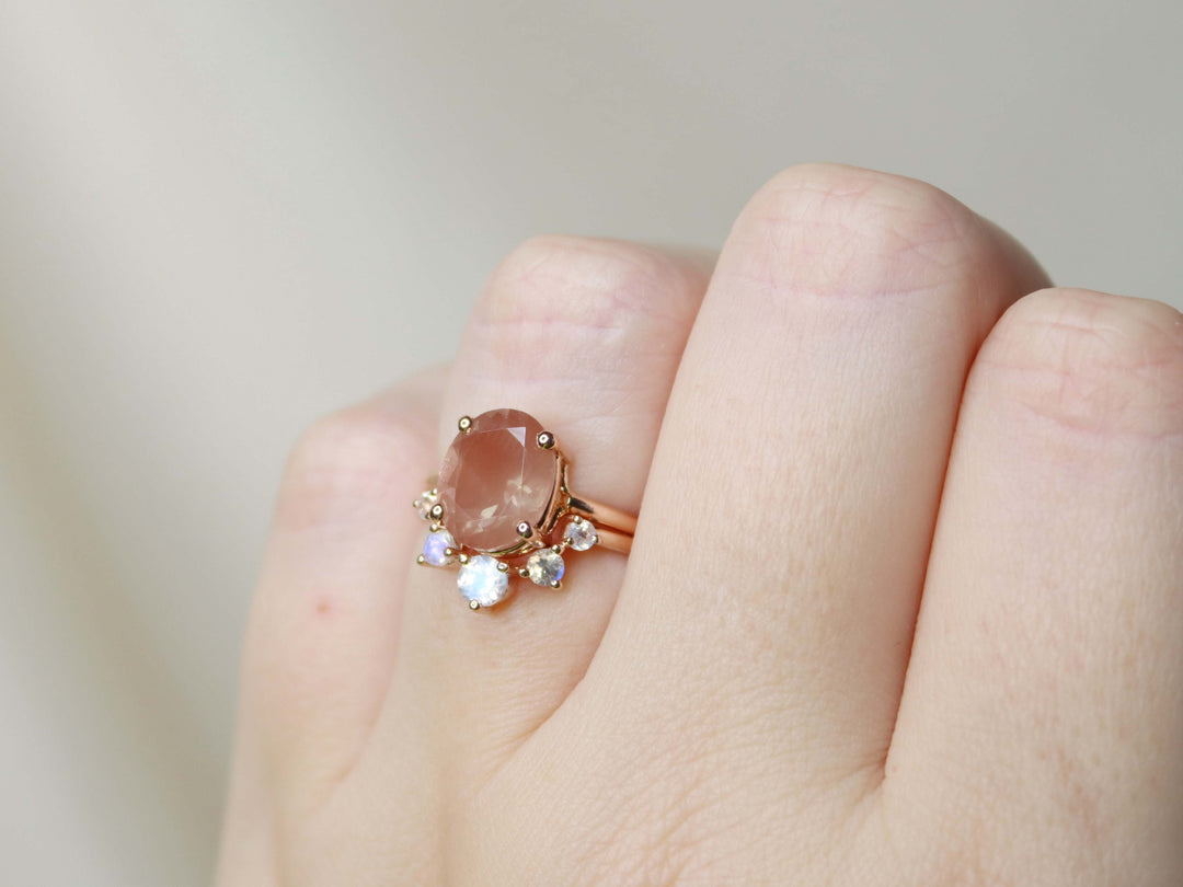 Sun and Moon Artemis Crown Ring Set - 10x8 Oval