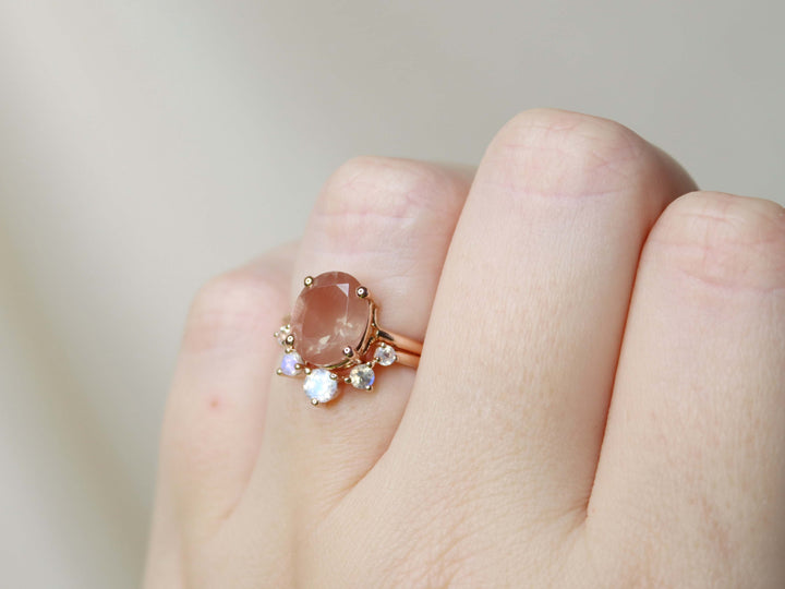 Sun and Moon Artemis Crown Ring Set - 10x8 Oval