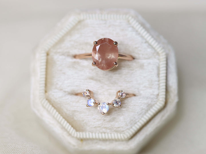 Sun and Moon Artemis Crown Ring Set - 10x8 Oval