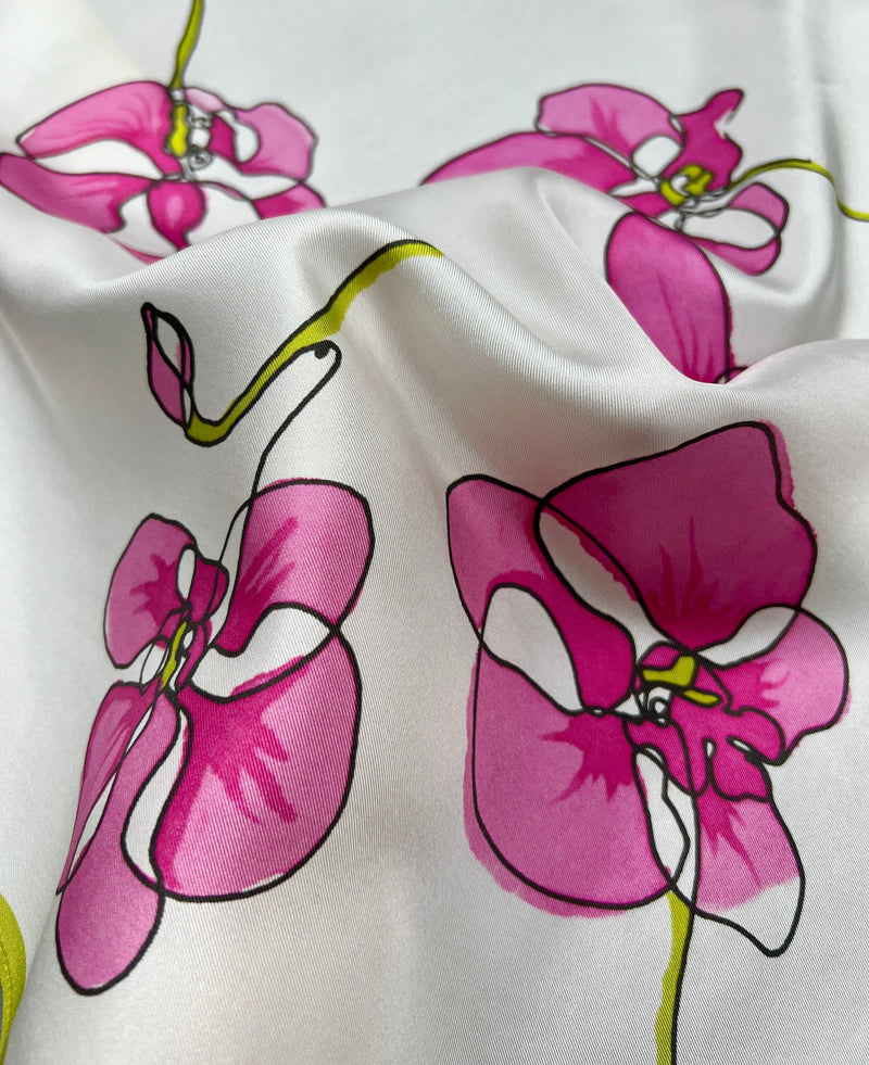 Pink Orchid Silk Scarf