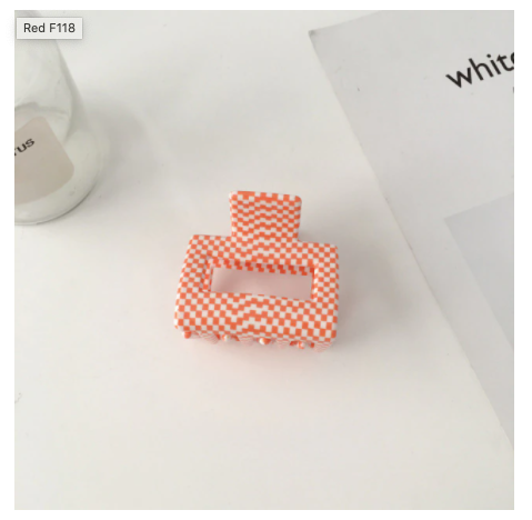 Orange Check Hair Claw