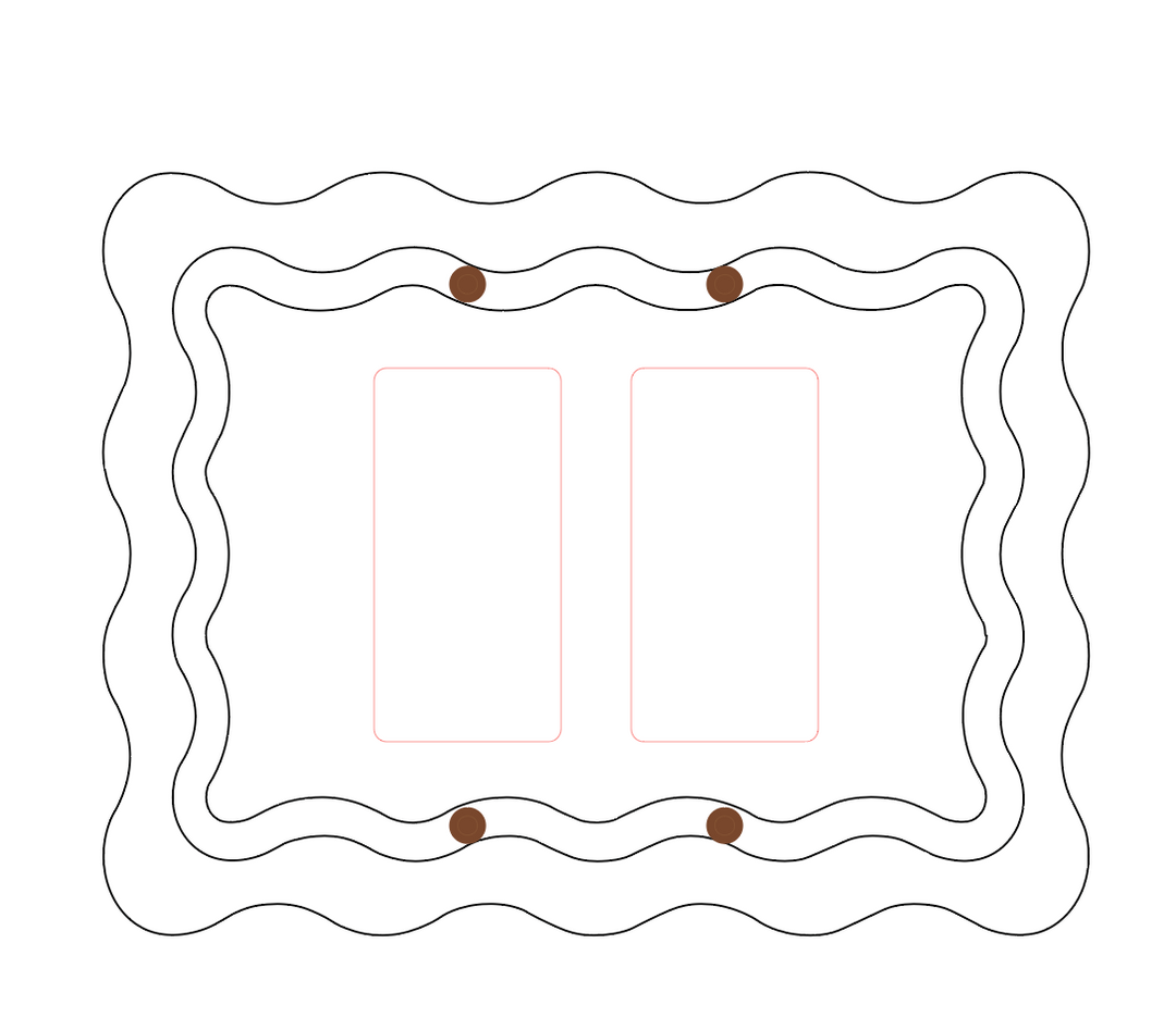 Squiggle Mirrored Light Switch Double Cover