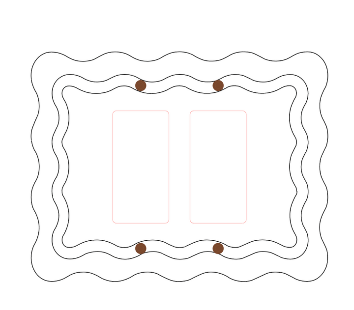 Squiggle Mirrored Light Switch Double Cover