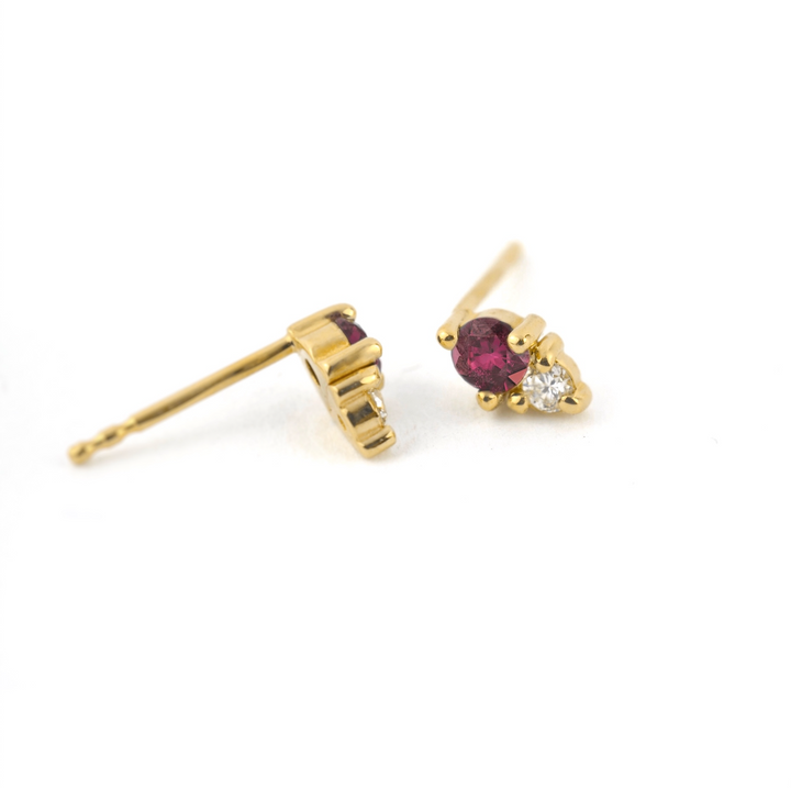 Garnet and Diamond Studs