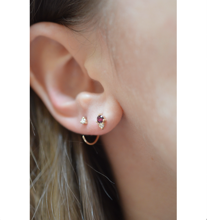 Garnet and Diamond Studs