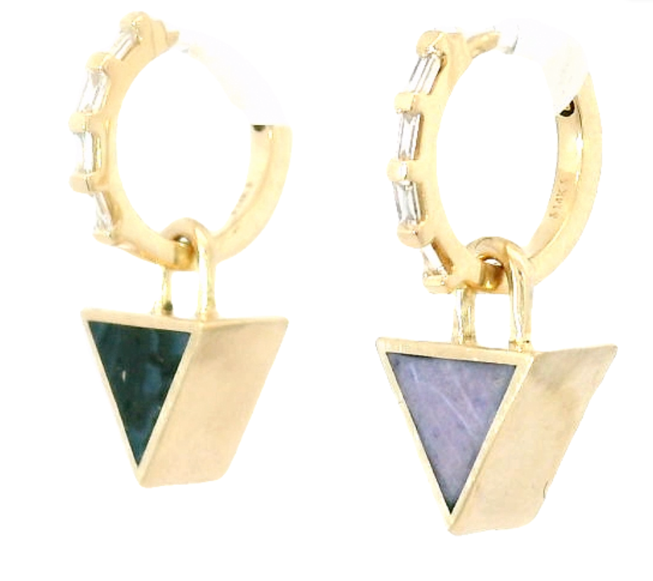 3-In-1 Reversible Giza Earrings - Burro Creek Jasper & Black Dinosaur Bone