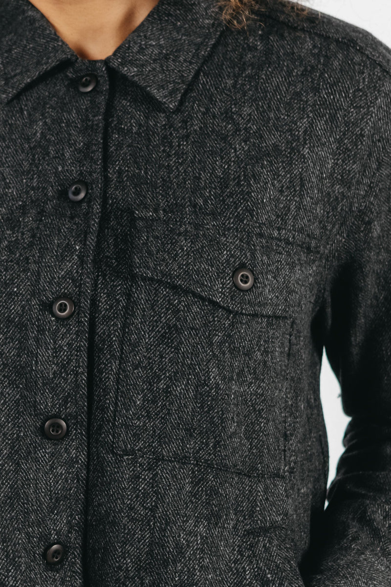 Sierra Shirt Jacket / Charcoal Herringbone