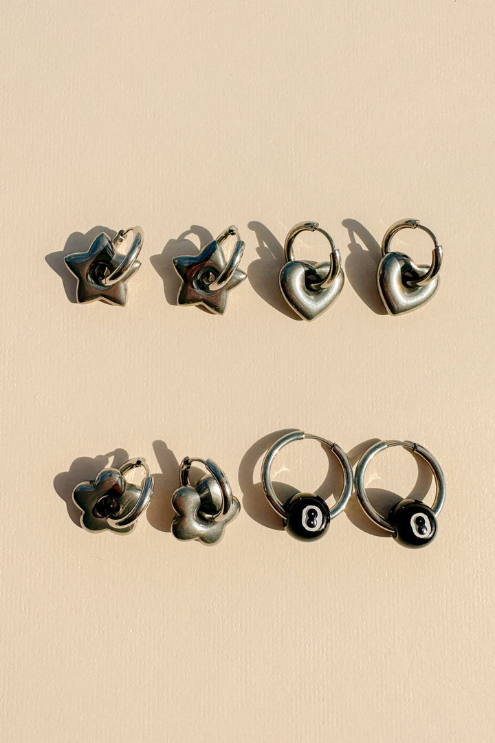 Silver Mini Hoop Earrings in Star