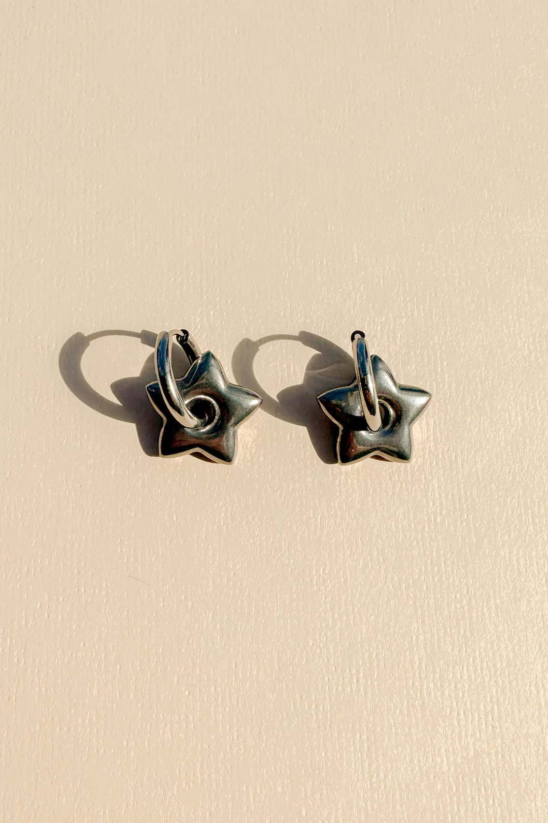 Silver Mini Hoop Earrings in Star