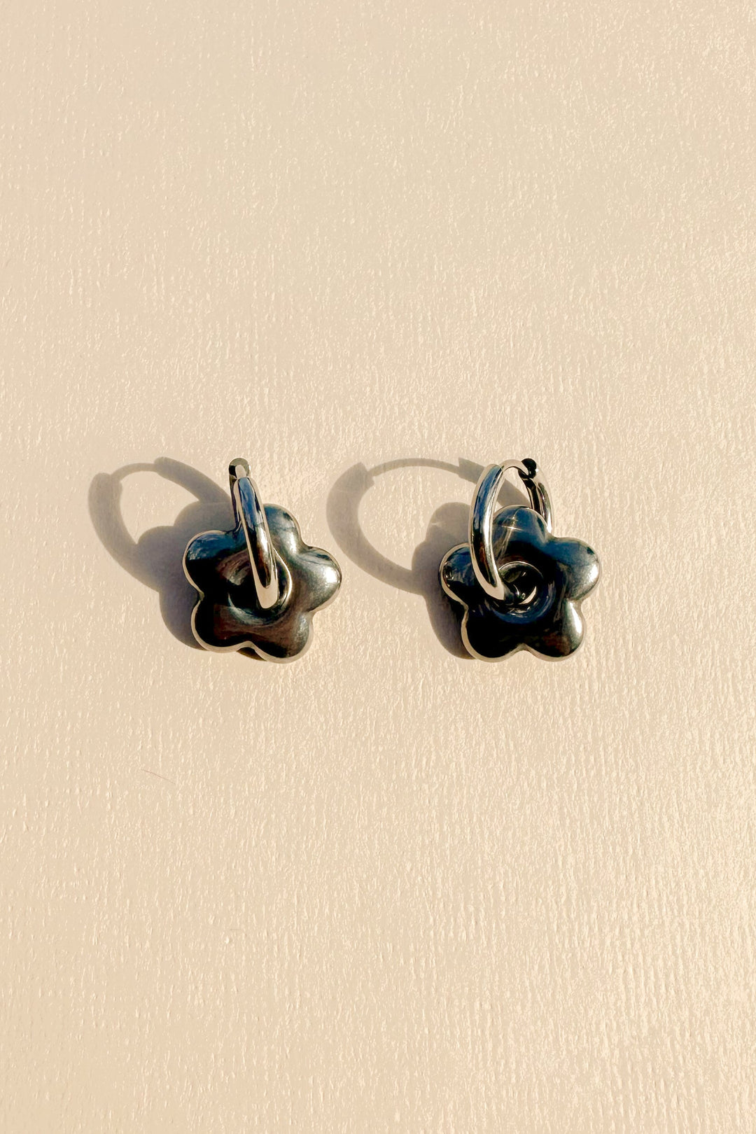 Silver Mini Hoop Earrings in Daisy