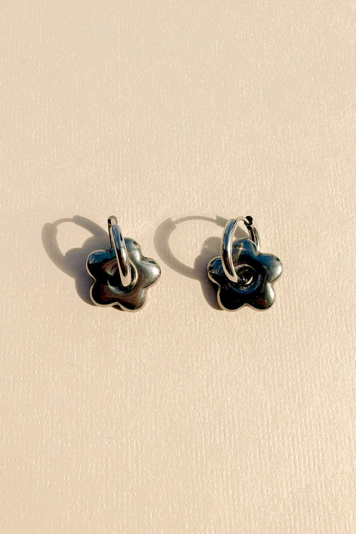Silver Mini Hoop Earrings in Daisy