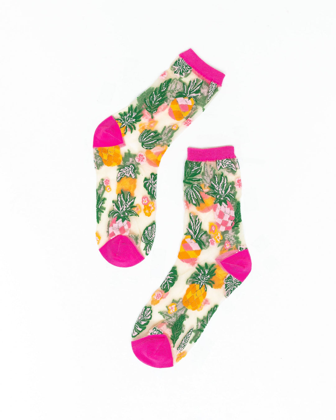 Tropical Pineapples Sheer Crew Sock
