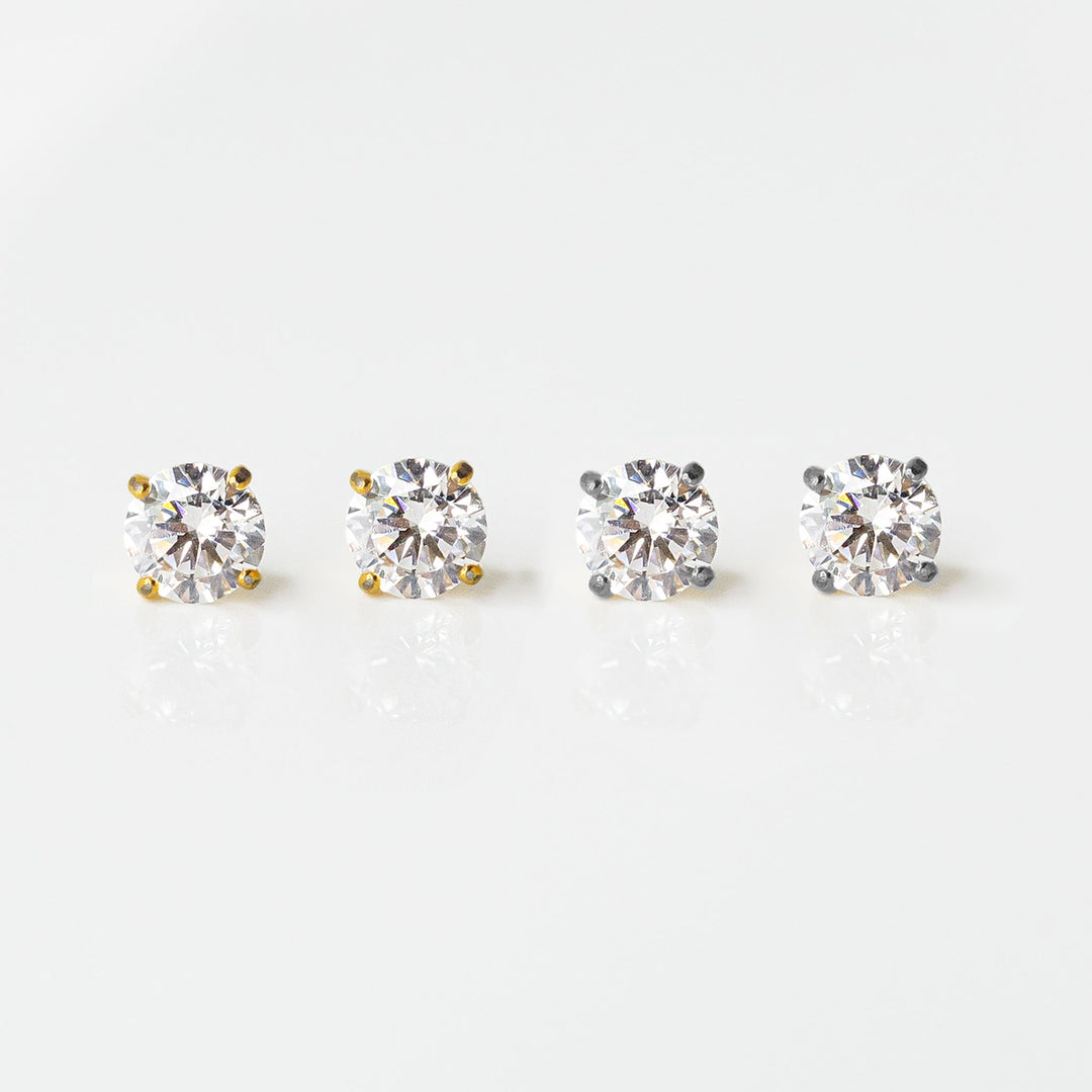 Solitaire Flat Back Sleeper Earrings Set