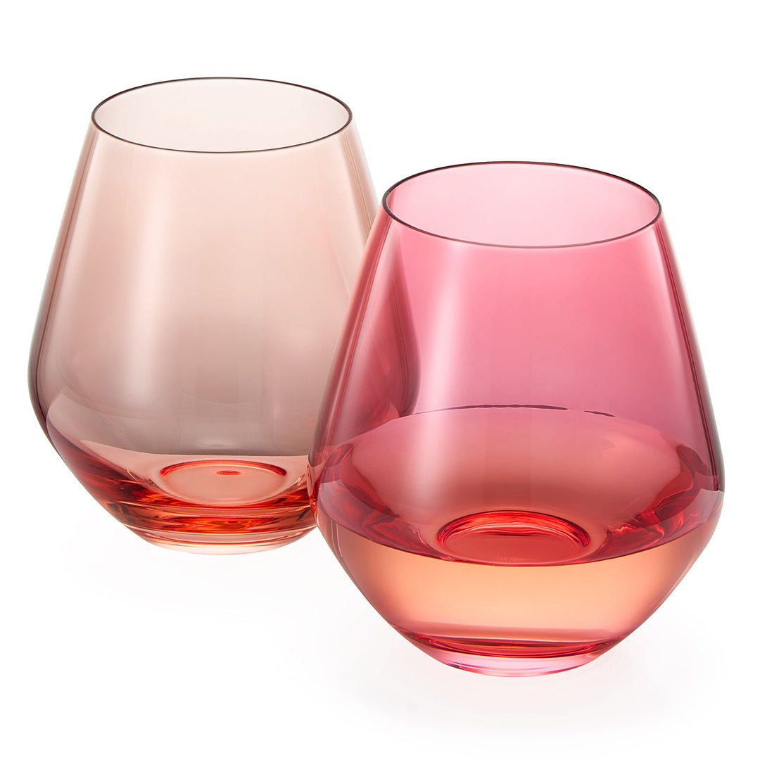 Flora Stemless Wine Glassware, Set of 2