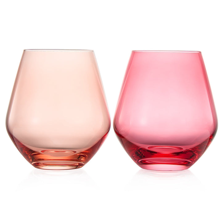 Flora Stemless Wine Glassware, Set of 2