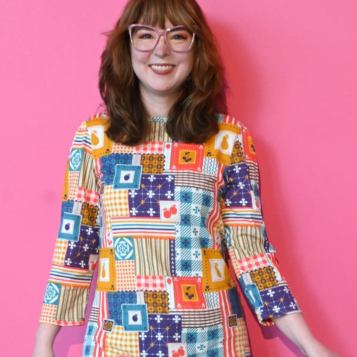 Patchwork 3/4 Sleeve Tee in Periwinkle Twinkle