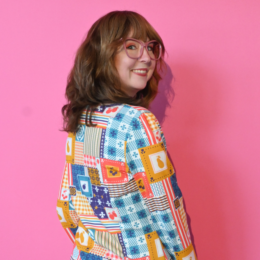 Patchwork 3/4 Sleeve Tee in Periwinkle Twinkle