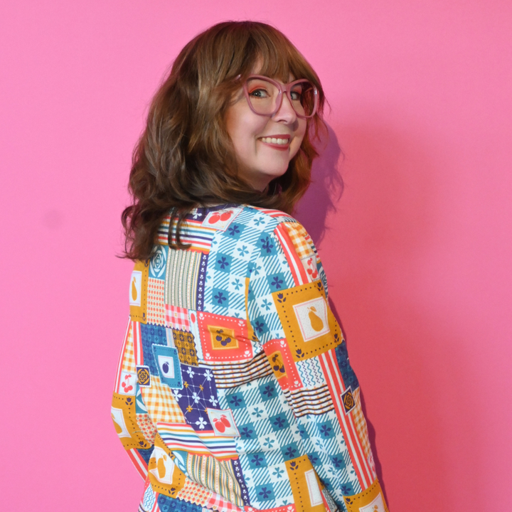 Patchwork 3/4 Sleeve Tee in Periwinkle Twinkle
