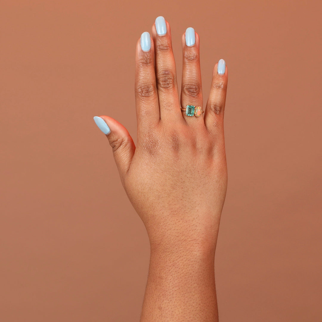 14k Yellow Gold Emerald & Opal Ring - One of a Kind