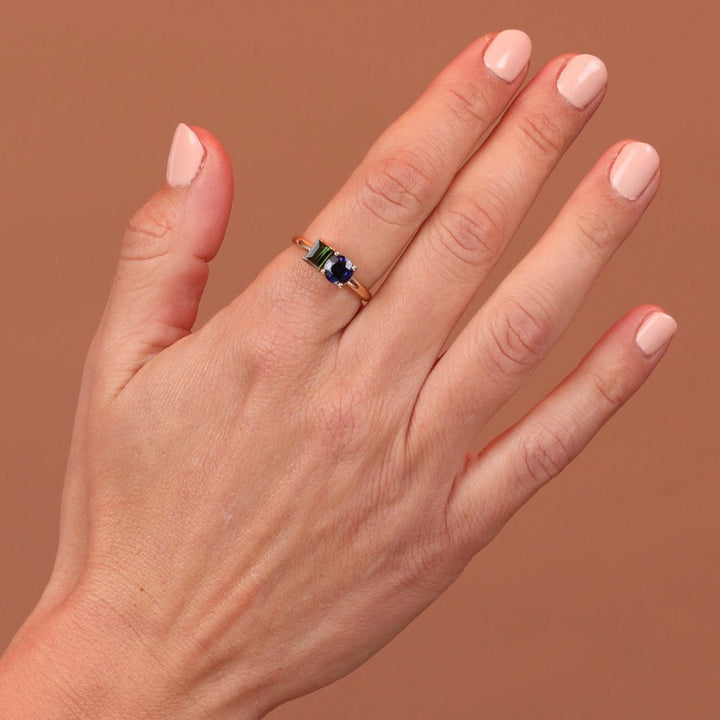 14k Yellow Gold Sapphire & Tourmaline Ring - One of a Kind