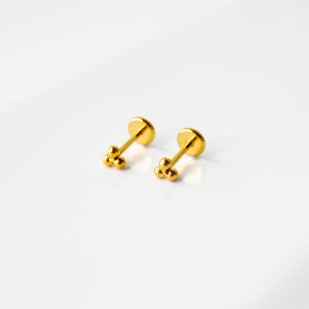 Tiny Trio Flat Back Sleeper Earrings