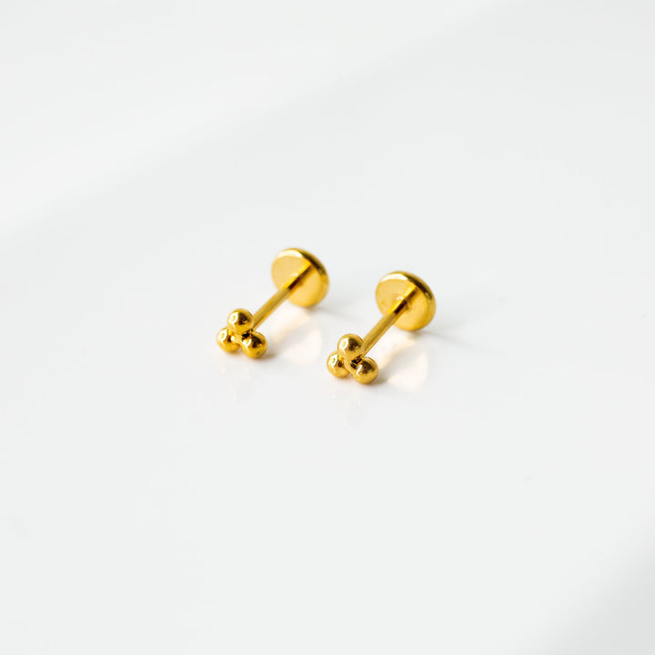 Tiny Trio Flat Back Sleeper Earrings