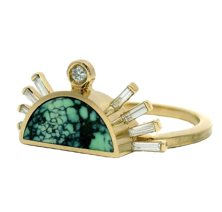 Rising Sol Baguette Ring - Peacock Turquoise
