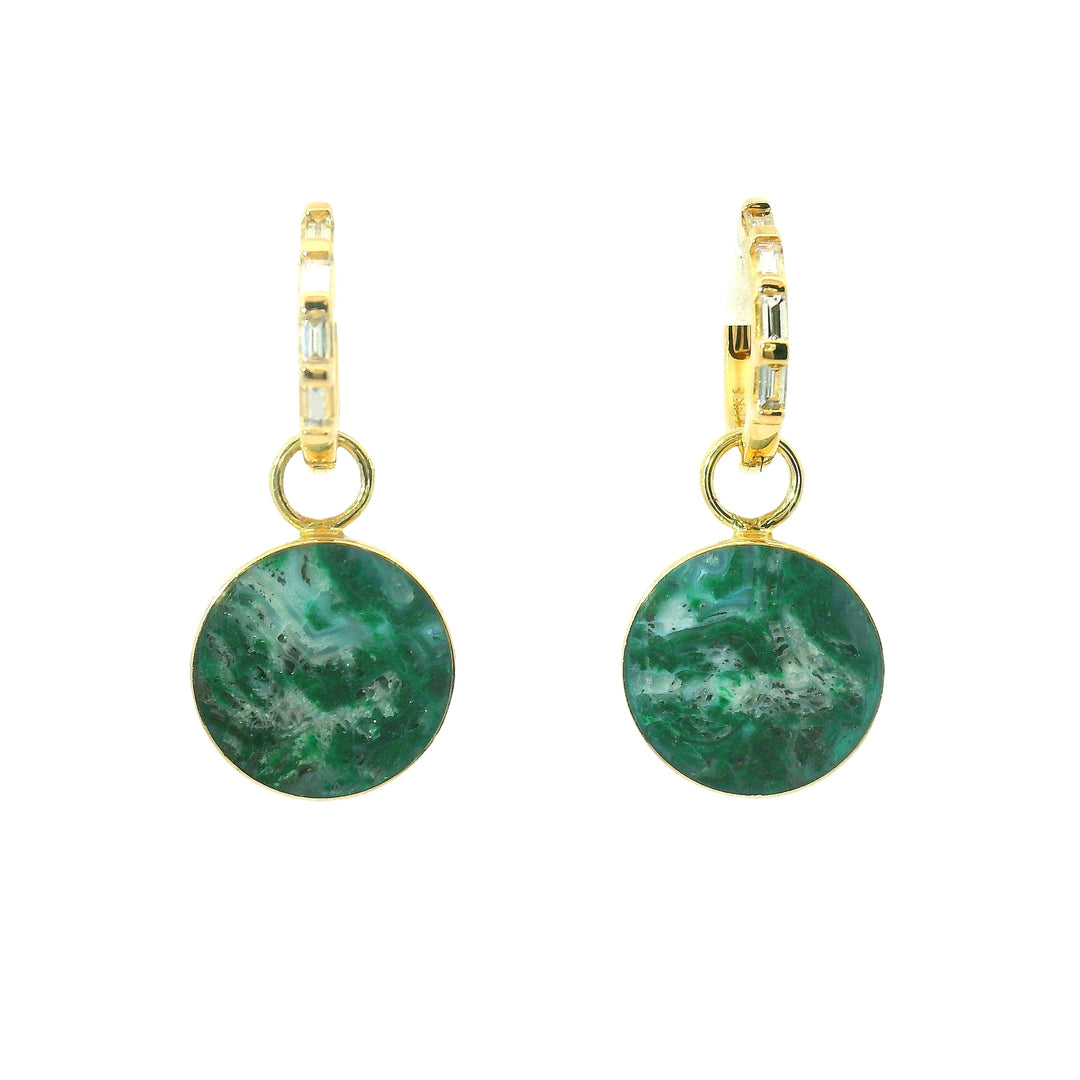 The Circ Earrings - Malachite & Quartz