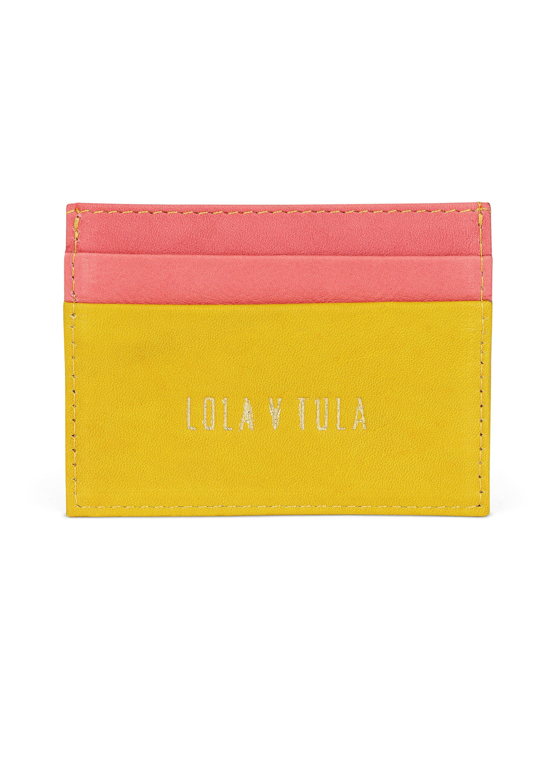 JAGUAR LEATHER CARD HOLDER WALLET // YELLOW + PINK