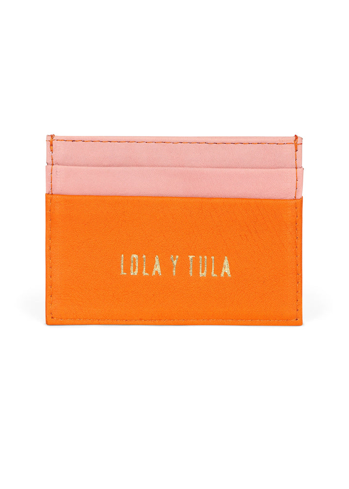 JAGUAR LEATHER CARD HOLDER WALLET // PINK + ORANGE