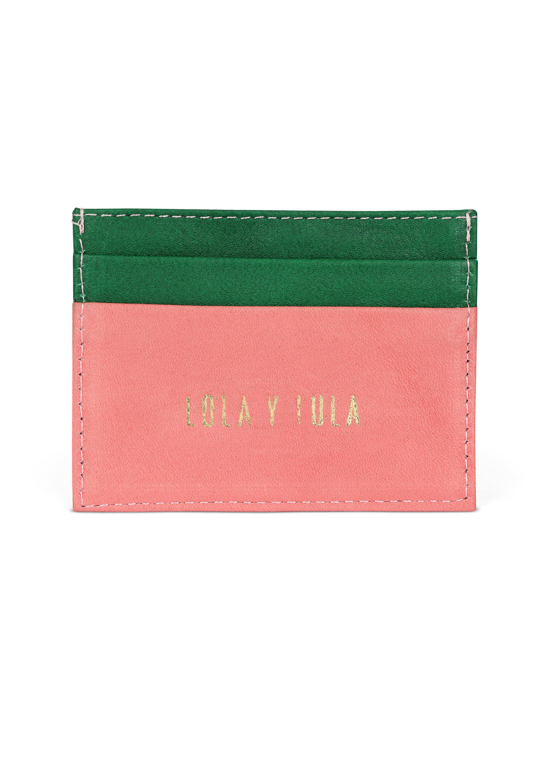 JAGUAR LEATHER CARD HOLDER WALLET // PINK + GREEN