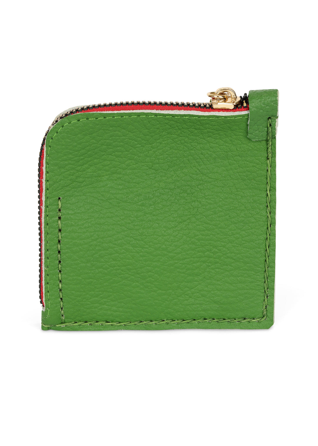 JAGUAR EMBROIDERED ZIP AROUND WALLET // GREEN