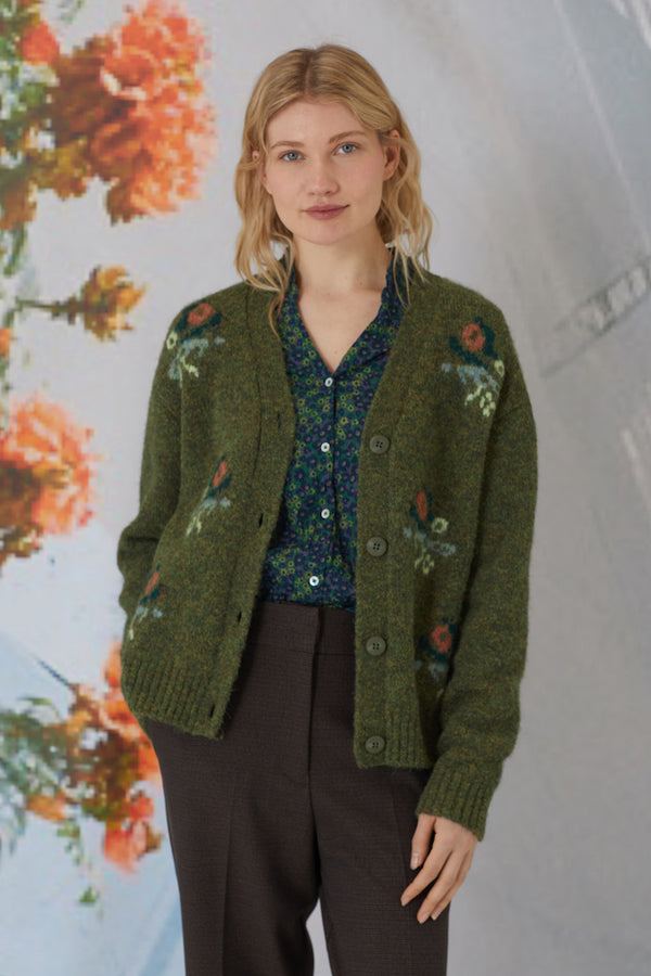 Jacquard Button Down Cardigan
