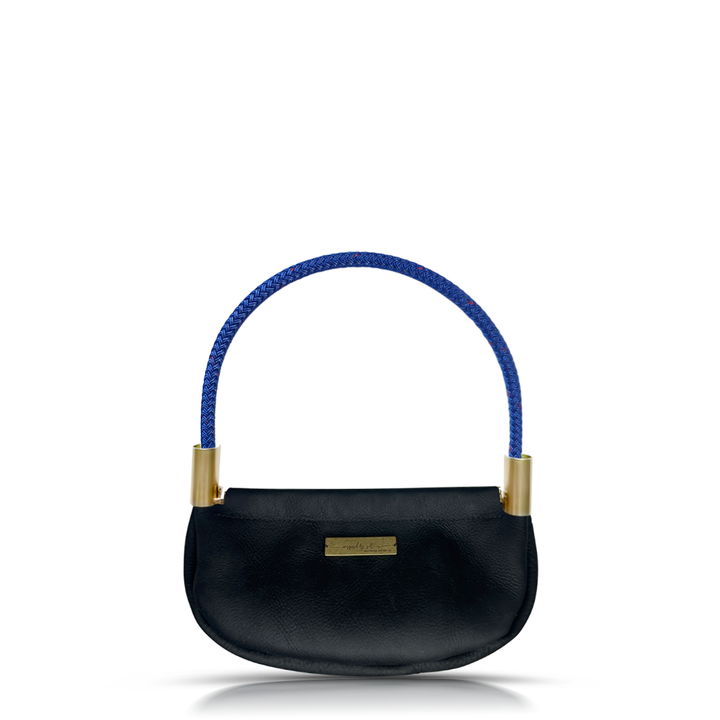 Clam Shell Bag in Black Leather