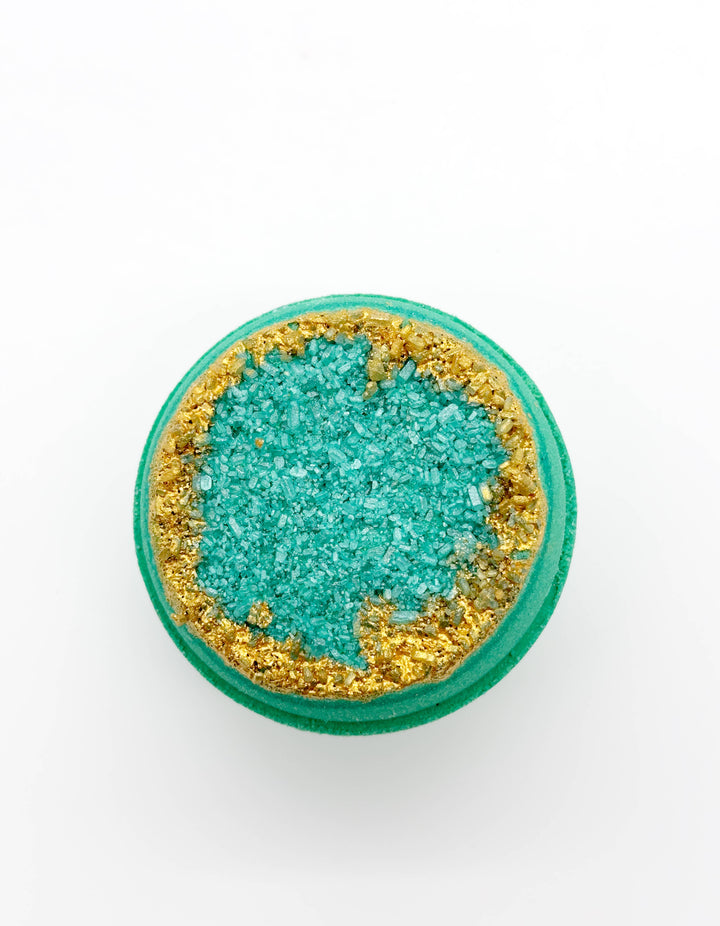 🎄 Holiday ⭐ Crystal Geode Bath Bomb - Emerald, Green + Gold