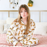 Women's White Leopard Washable Silk Pajamas