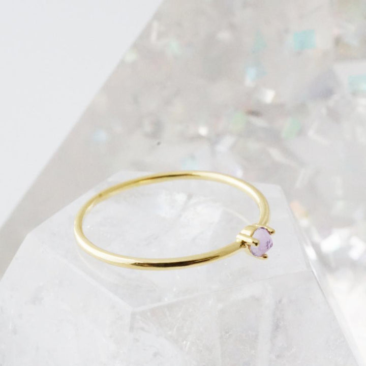 Amethyst Point Solitaire Ring