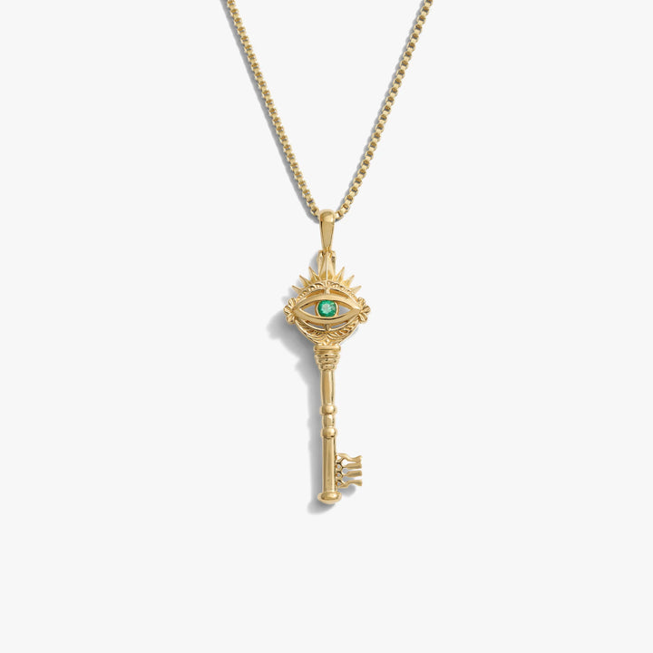 Emerald Evil Eye Key Necklace