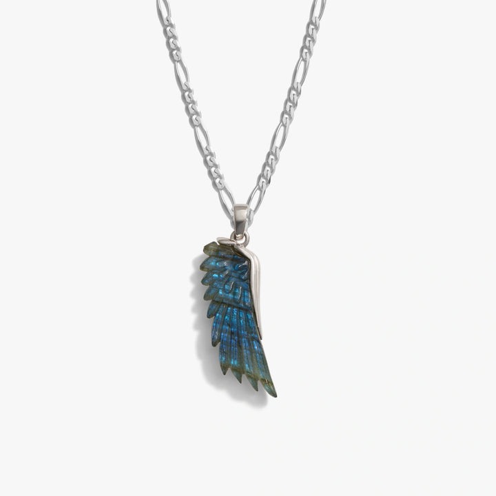 Carved Gemstone Wing Figaro Necklace