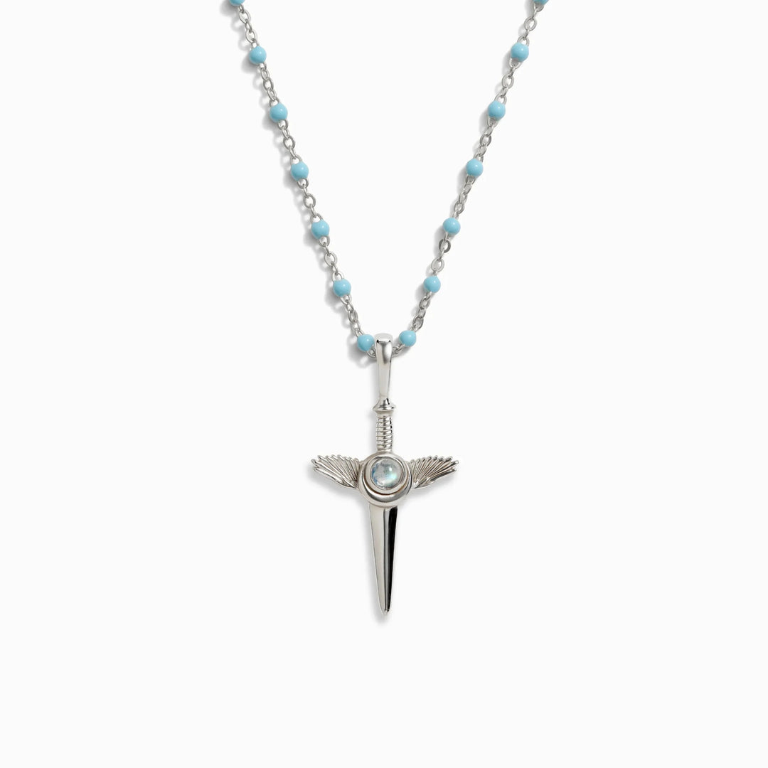 Flying Dagger Turquoise Enamel Necklace