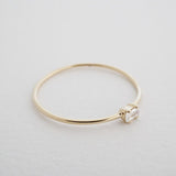 Tiny White Topaz Baguette Ring, 14k Gold
