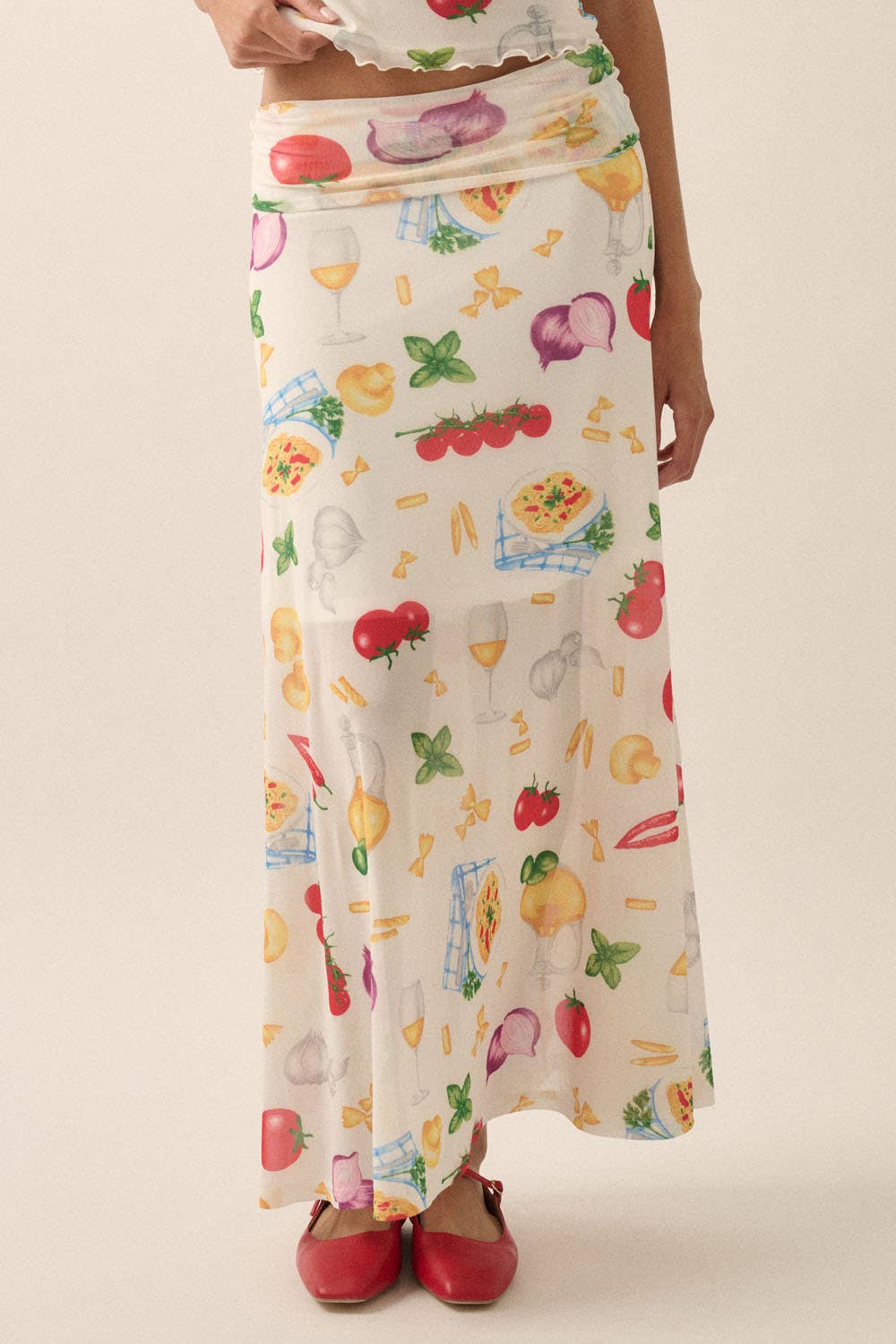 Italian Food Printed Mesh Skirt