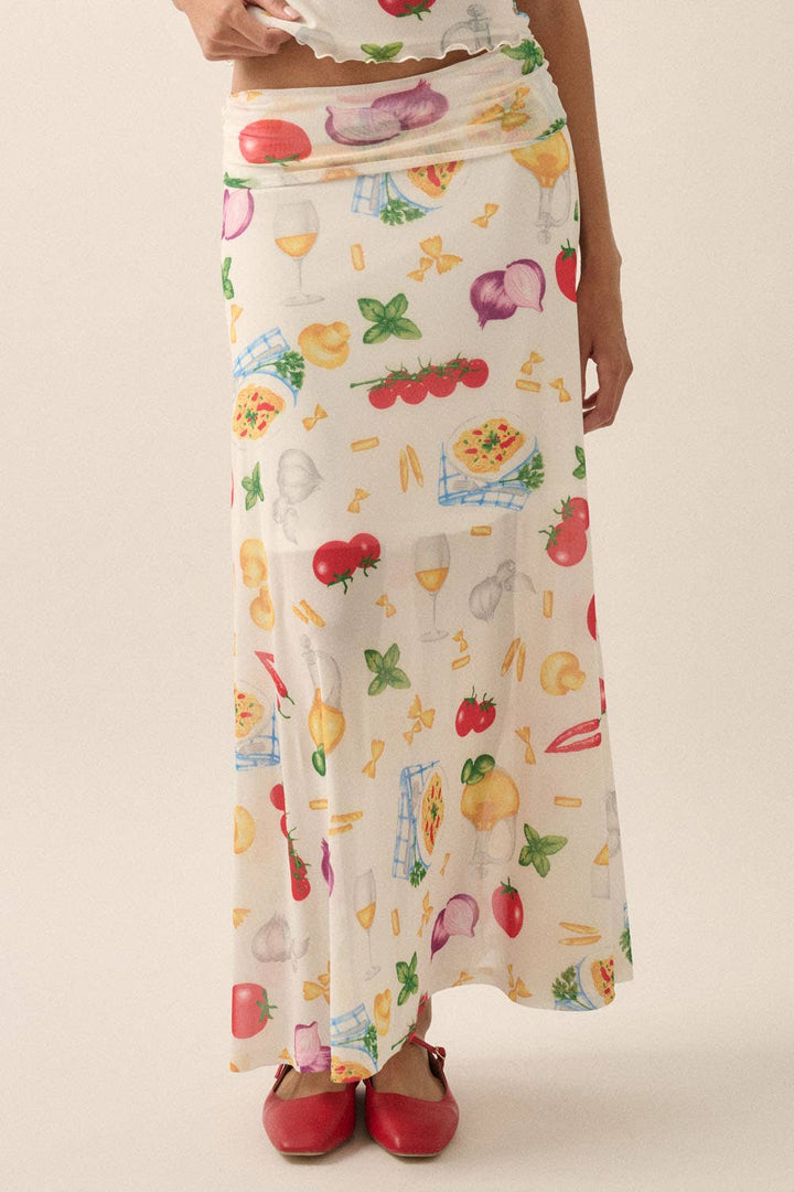 Italian Food Printed Mesh Skirt